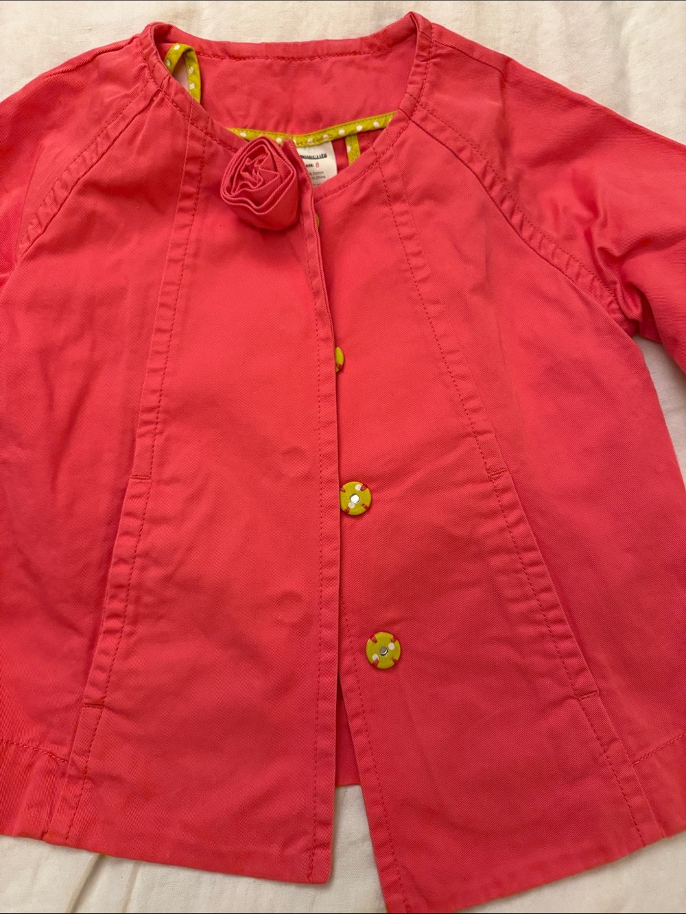 Crewcuts Coral Pink Button Jacket with Rosette